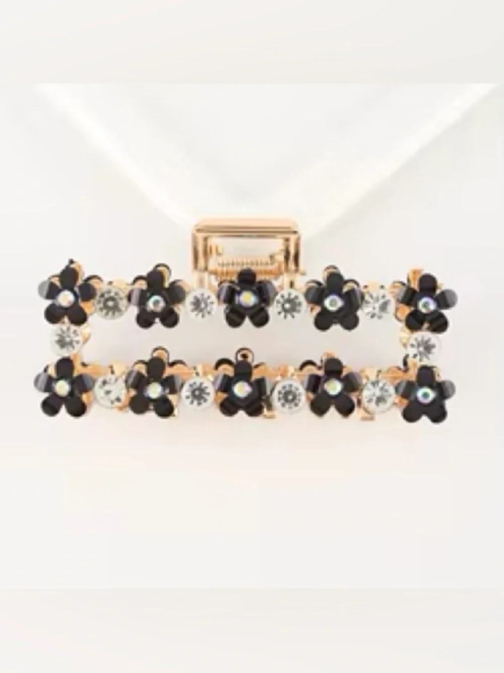 New🌟Anthropologie-Gold Floral Hair Clip with Black Flower Accents